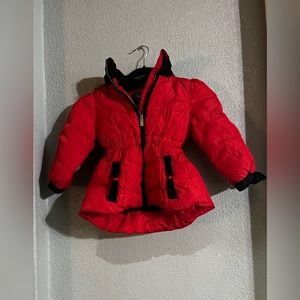 EUC Red VERSACE 19-69 ABBIGLIAMENTO FAUX FUR TRIM HOOD SPORTIVO JACKET Size 5